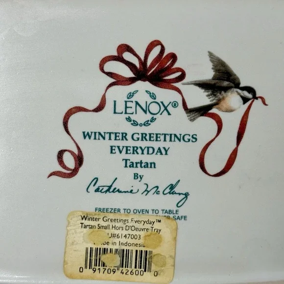 Lenox Christmas Winter Greetings Everyday Tartan Hors D'Oeuvre Tray 14" EUC - Picture 3 of 6